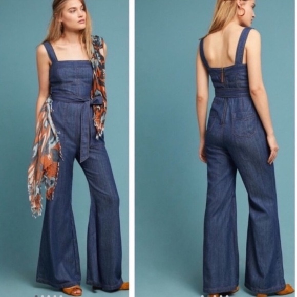 Anthropologie Pants - Anthropologie Pilcro Denim Blue Wide-Leg Jumpsuit